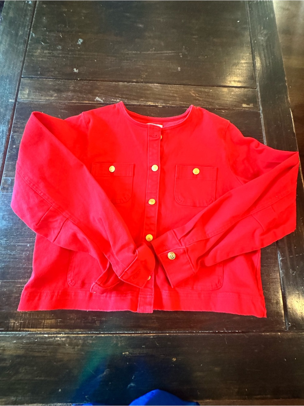 Women’s Free Assembly Red Button-Front Jacket Top with Gold Buttons